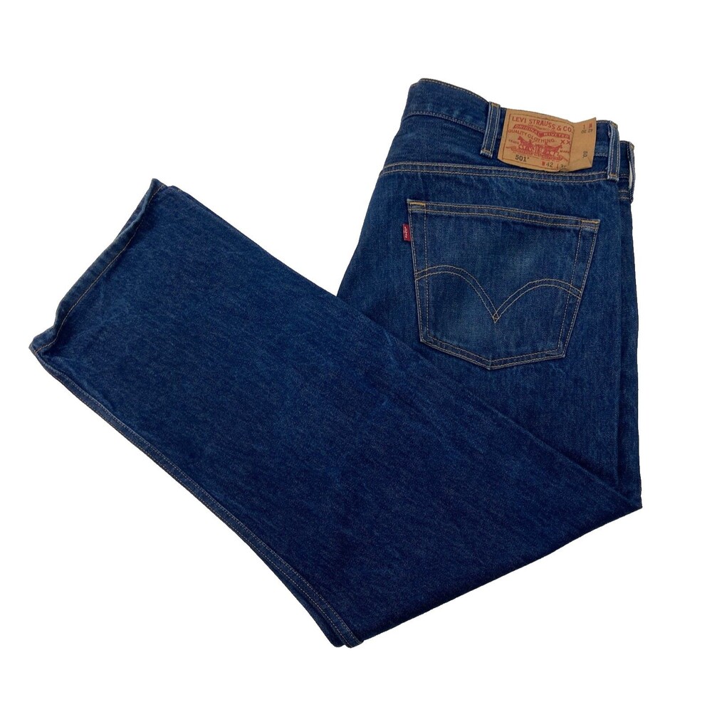 LEVI'S 501 Mens 42x30 Denim Blue Wash Straight Leg Button Fly Jeans/Pants
